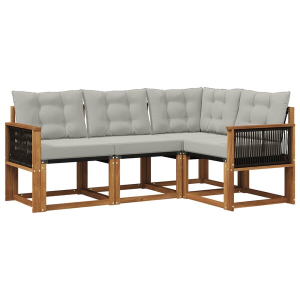 vidaXL Ensemble de canapés d'extérieur 4 pc Naturel et gris clair