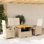 vidaXL Ensemble à manger de jardin coussins 4 Pièces beige résine tressée