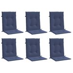 vidaXL Coussins de chaise à dossier bas lot de 6 bleu marine tissu