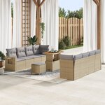 Ensemble de Canapés de Jardin vidaXL 11 Pièces avec Coussins Beige Poly Rattan Acacia