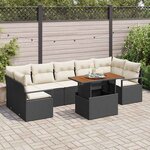 vidaXL Ensemble de canapé de jardin 8 Pièces Noir  Crème 100 x 55 x 73 cm