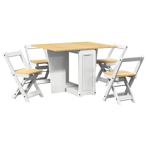 vidaXL Ensemble à manger papillon 5 Pièces Corona pliable blanc bois pin