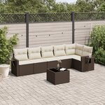 vidaXL Salon de jardin avec coussins 7 Pièces marron résine tressée