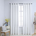 vidaXL Rideau occultant et anneaux en métal 2Pièces Blanc cassé 140x175cm