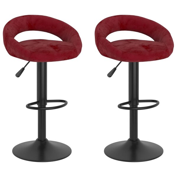 vidaXL Tabourets de bar lot de 2 rouge vin velours