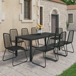 vidaXL Ensemble à manger de jardin 9 Pièces PVC résine tressée noir