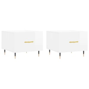 vidaXL Tables basses 2 Pièces blanc brillant 50x50x40cm bois d'ingénierie