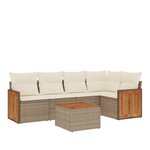 vidaXL Salon de jardin avec coussins 6 Pièces beige résine tressée