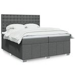 vidaXL Sommier à lattes de lit avec matelas Gris foncé 200x200cm Tissu