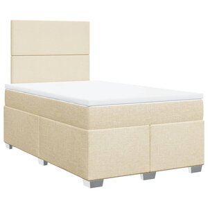 vidaXL Sommier à lattes de lit avec matelas crème 120x190 cm tissu