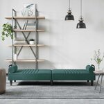 vidaXL Canapé-lit avec accoudoirs vert foncé velours