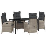 vidaXL Ensemble de salle à manger de jardin 5 pièces avec coussins Gris clair Poly Rattan