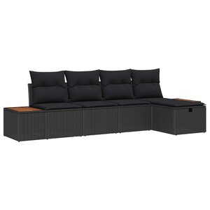 vidaXL Ensemble de canapé de jardin 5 Pièces Noir Poly rotin