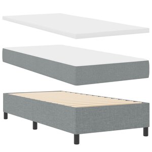 vidaXL Lit à ressorts avec matelas Gris clair 90 x 190 cm tissu