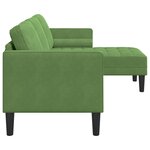 vidaXL Canapé 3 places avec chaise longue en L vert clair 160 cm en velours