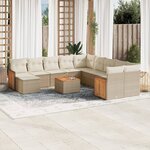 vidaXL Salon de jardin avec coussins 12 Pièces beige résine tressée