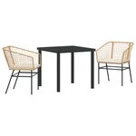 vidaXL Ensemble de salle à manger de jardin 3 pièces avec coussins marron en rattan synthétique