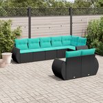 vidaXL Salon de jardin 8 Pièces avec coussins noir résine tressée