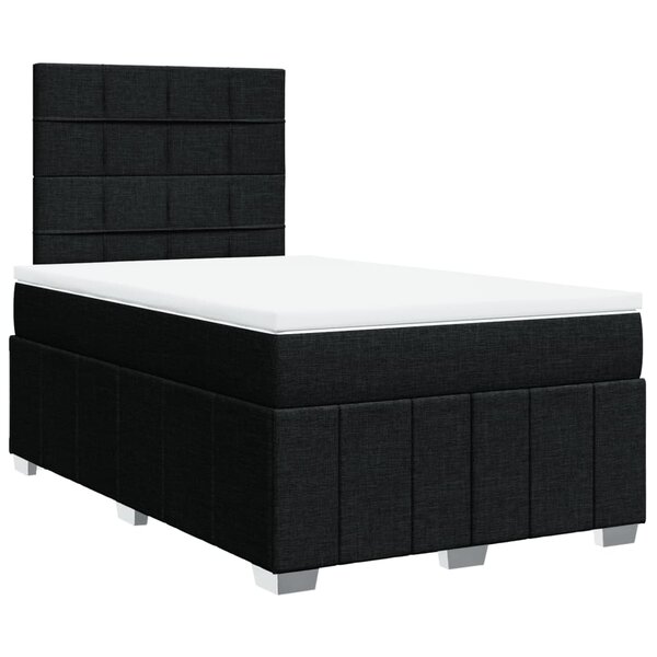 vidaXL Sommier à lattes de lit avec matelas Noir 120x200 cm Tissu