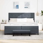 vidaXL Lit à ressorts avec matelas Gris foncé 200 x 200 cm Velours