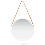 vidaXL Miroir mural avec sangle 40 cm Blanc