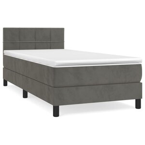vidaXL Sommier à lattes de lit et matelas Gris foncé 90x190 cm Velours