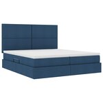 vidaXL Lit de rangement LED avec matelas Bleu 180 x 200 cm Tissu