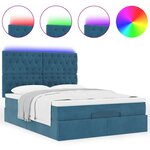 vidaXL Cadre de lit ottoman avec matelas bleu foncé 140x190 cm velours