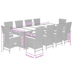 vidaXL Ensemble à manger de jardin 11Pièces avec coussins gris poly rotin
