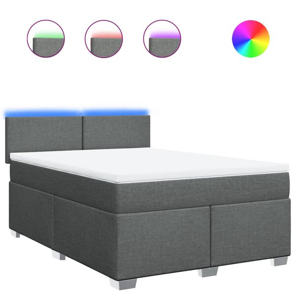 vidaXL Sommier à lattes de lit avec matelas Gris foncé 140x190cm Tissu