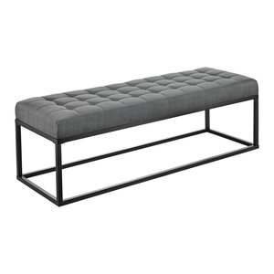 Tabouret banc banquette rembourré 120 x 40 x 38 cm gris 03_0008714