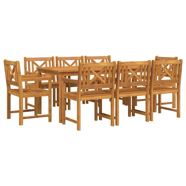 vidaXL Ensemble de salle à manger pour jardin 9 Pièces Marron