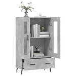 vidaXL Buffet haut gris béton 69 5x31x115 cm bois d'ingénierie