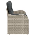 Canapé de jardin 2 places vidaXL avec rangement et coussins gris clair en poly rattan