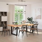 vidaXL Table à manger avec bord naturel 240x120x74cm bois massif chêne