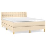 vidaXL Sommier à lattes de lit avec matelas Crème 140x200 cm Tissu