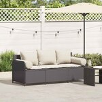 vidaXL Canapé de jardin avec coussins 3 places noir résine tressée