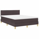 vidaXL Lit boxspring avec matelas Marron foncé 140 x 190 cm tissu