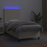 vidaXL Sommier à lattes de lit avec matelas et LED Crème 90x200 cm