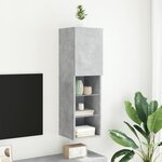 vidaXL Meuble TV avec lumières LED gris béton 30 5x30x102 cm