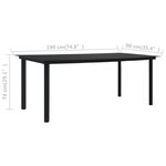 vidaXL Table à manger de jardin Noir 190x90x74 cm Acier et verre
