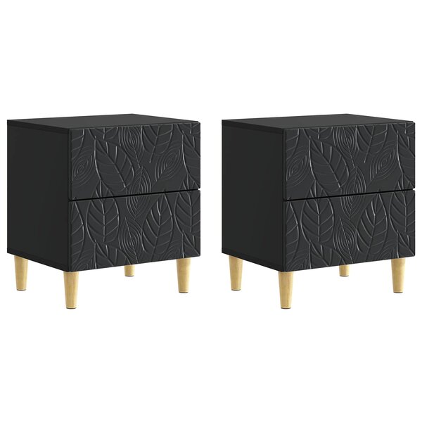 vidaXL Table de chevet 2 pc Noir 43 x 34 5 x 48 cm Bois d'ingénierie