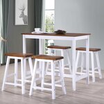 vidaXL Table et tabouret de bar 5 Pièces Bois massif