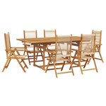 vidaXL Ensemble à manger de jardin 7Pièces beige polypropylène et bois