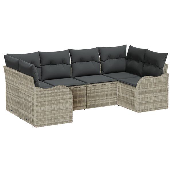 Ensemble de Canapés Jardin 6 Pièces avec Coussins Gris Clair Poly Rattan