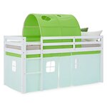 Lit mi-hauteur 90x200 cm matelas rideau tunnel vert