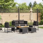 vidaXL Ensemble de Canapé d'Extérieur - Noir Rotin  Bois Moyen Durable