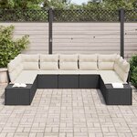 vidaXL Ensemble de canapé de jardin 9 Pièces Noir et crème Poly Rattan