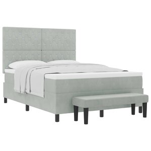 vidaXL Lit à ressorts avec coussin Gris clair 200 x 140 cm Velours