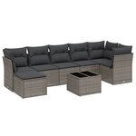 vidaXL Salon de jardin 8 Pièces avec coussins gris clair résine tressée